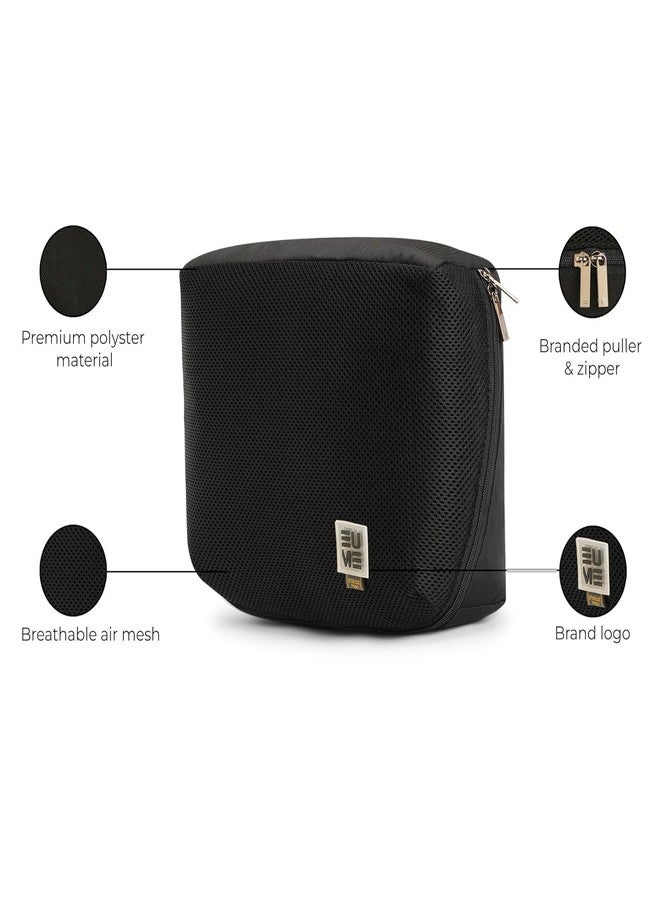 EUME Storage Pods, Set of 4 - Polyester Packing Cubes for Men and Women Luggage Travel Organizer set of Packing Bag (4 Medium Toiletry Bag) (Black) - Image 3